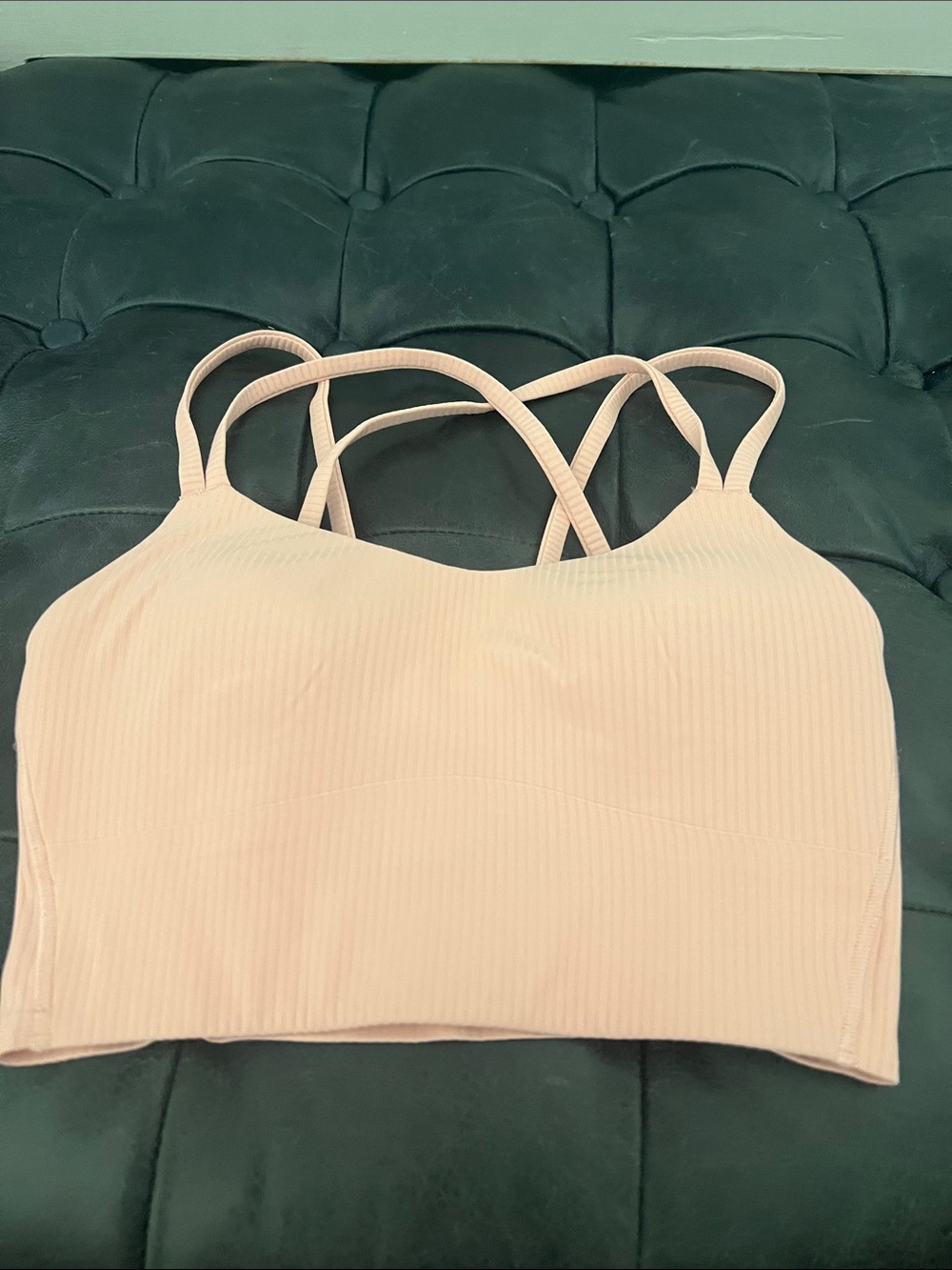Light peach colored Ribbed Strappy Bralette by Lululemon.  Size 2